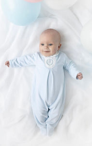 Blues Baby AW25 Blue Velour Babygrow BB2064 Eindhoven