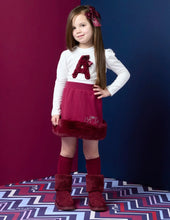 Load image into Gallery viewer, ADee AW26 Andrea Fur Skirt Set 530 Deep Cherry