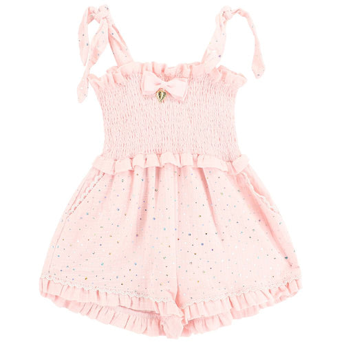 Angels Face SS24 Bali Pink Sparkle Playsuit Pale Pink