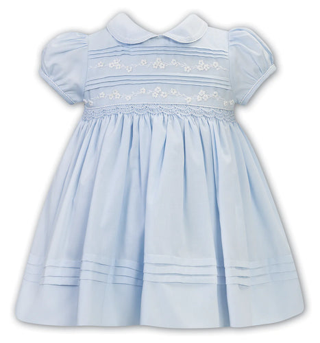 Sarah Louise SS24 Blue Smocked Dress 013239