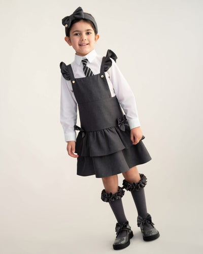 Caramelo AW25 School Pinafore Ra Ra Pinny 342184 Grey