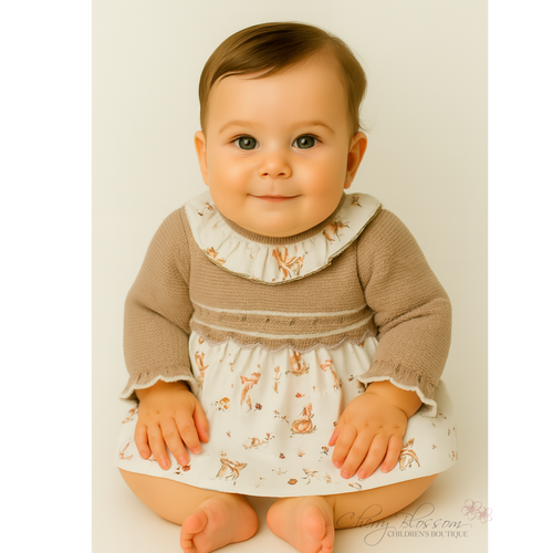 Sardon AW25 Baby Girl Beige Knit Top Dress