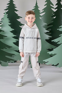 Mitch & Son Junior AW24 Hoodie Sweatshirt with Nylon Trim 613 Camden Stone Grey