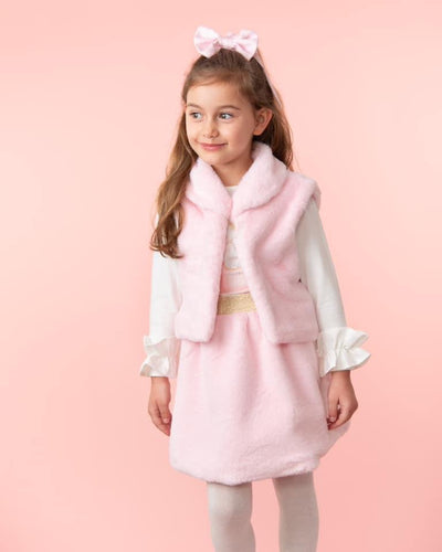 Caramelo AW24 Cosy Carriage Faux Fur Skirt Set 342247 Pink