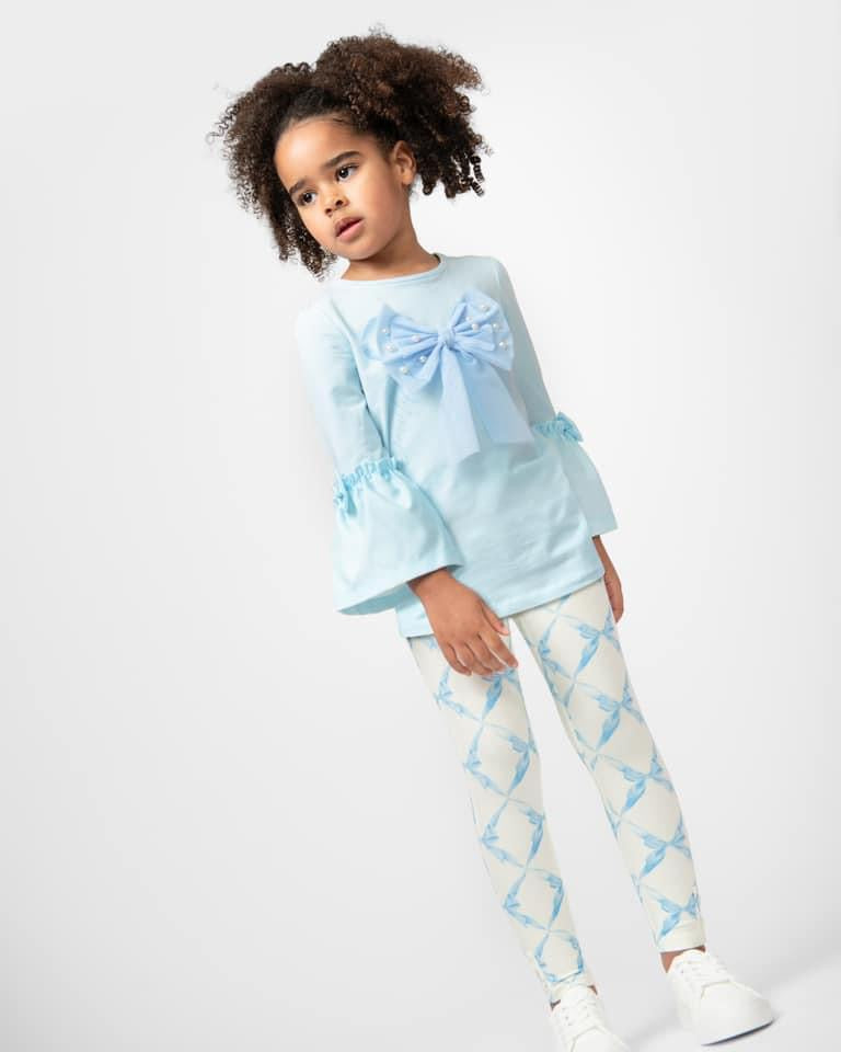 Caramelo AW24 Beautiful Bows Legging Set 341448 Sky