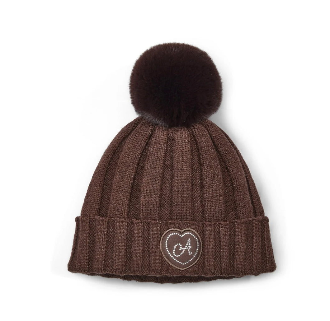 ADee AW 2025 Girls Brown Mallory Pom Pom Hat