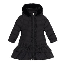 Load image into Gallery viewer, ADee AW24 Back to School Becky Coat with Faux Fur Hood Black