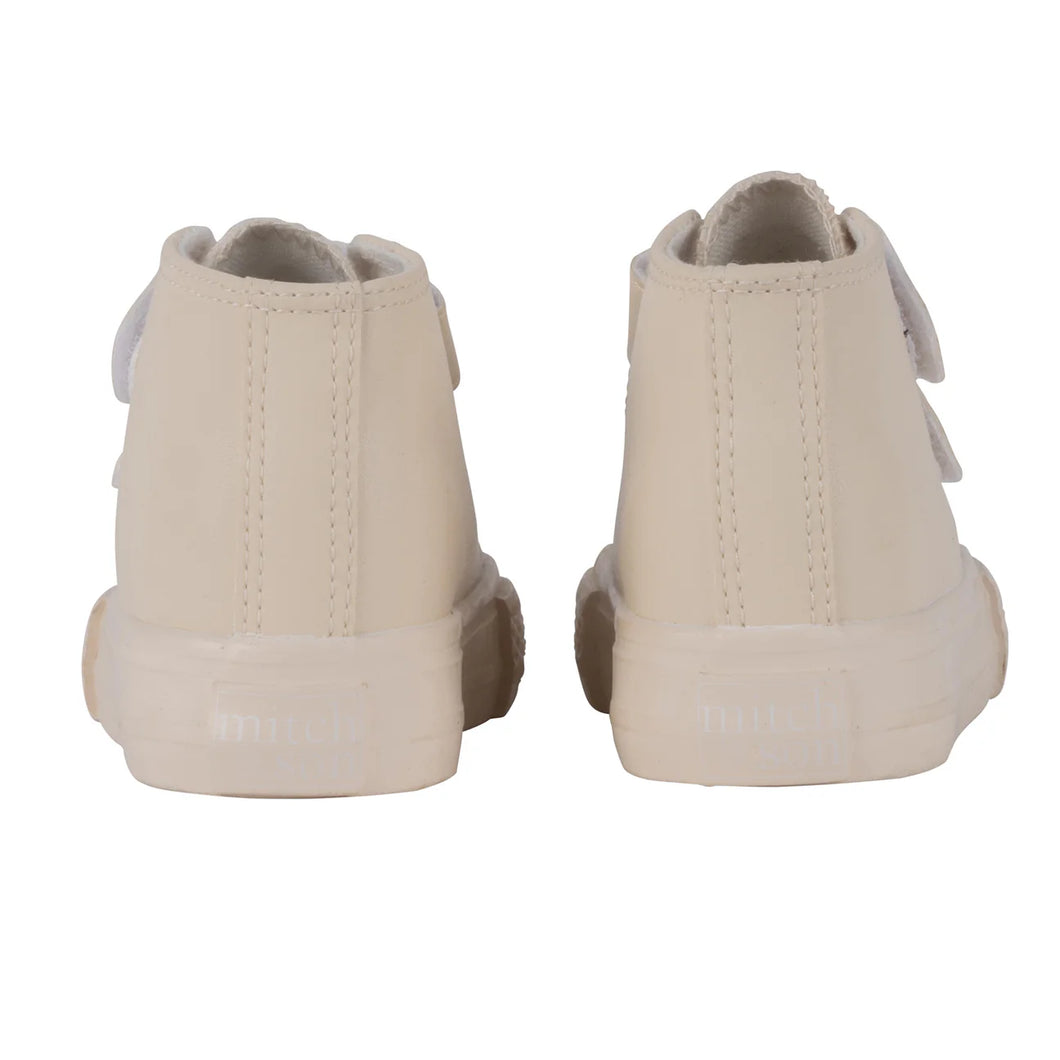 Mitch & Son AW24 DOUBLE V Beige Velcro Hi Top Trainers