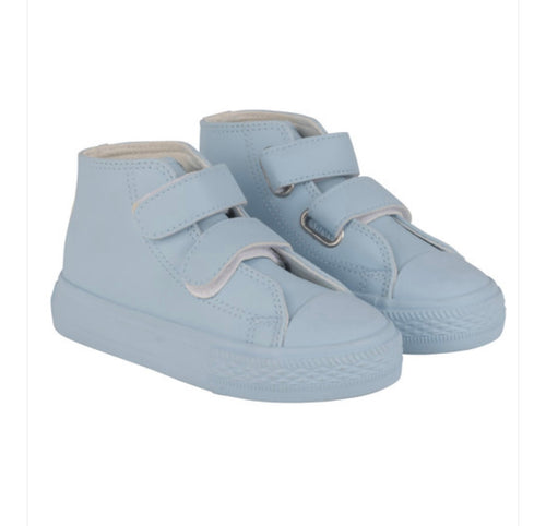 Mitch & Son AW24 DOUBLE V Pale Blue  Velcro Hi Top Trainers