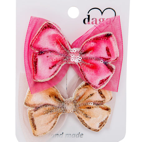 Daga AW24 Hair Clip Bows Pink 24156