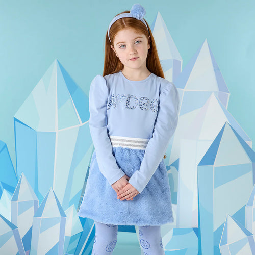 ADee AW24 Faux Fur Skirt Set 529 Prinny Iced Blue