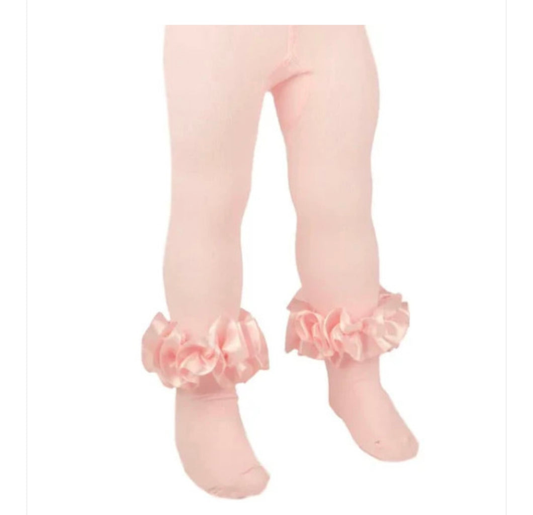 Caramelo AW24  Pink Ruffle ankle ribbon tights 044917