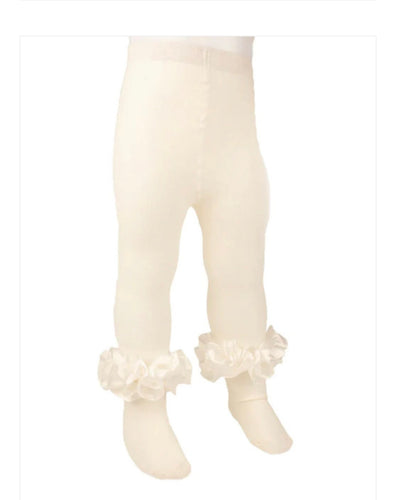 Caramelo AW24  Ivory Ruffle ankle ribbon tights 044917