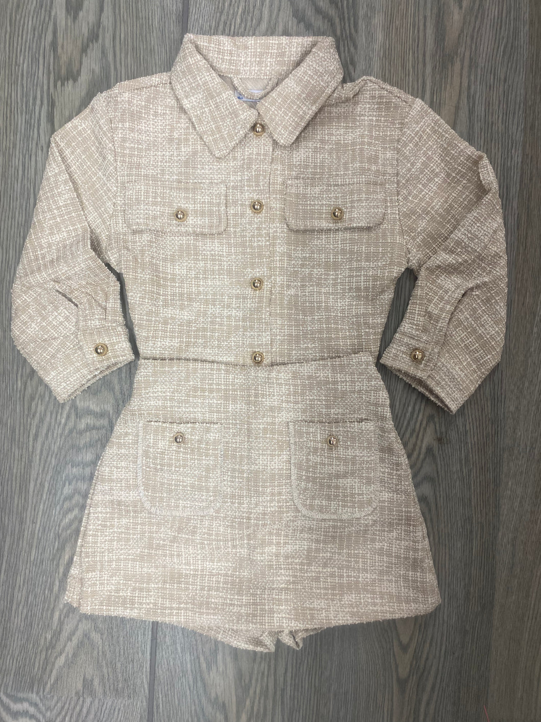 Mayoral AW24 Overshirt Sand 4118 Mini Girl and Shorts