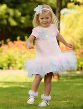 Load image into Gallery viewer, Daga SS26 Pink Blue &amp; White Floral Sequin Tulle Dress