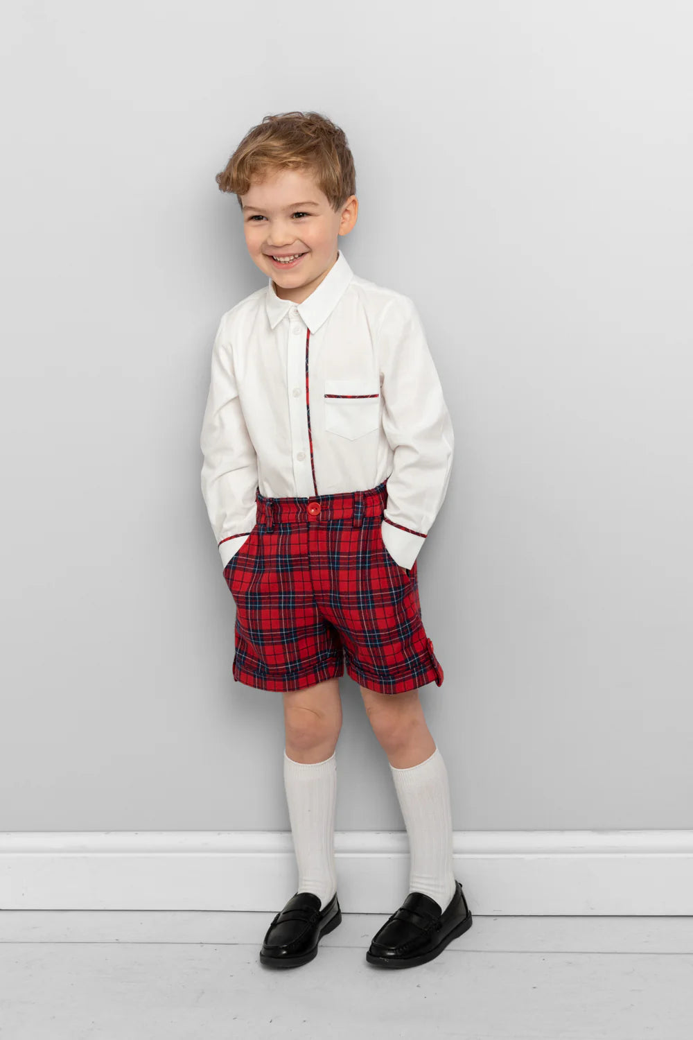 Caramelo Kids AW24 Boys Red & Navy Shirt and Shorts Set with Elegant Accents