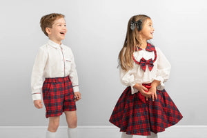 Caramelo Kids AW24 Boys Red & Navy Shirt and Shorts Set with Elegant Accents