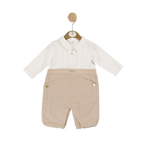 Mintini AW24 Boys Ivory/Beige Long Leg Romper MB6002