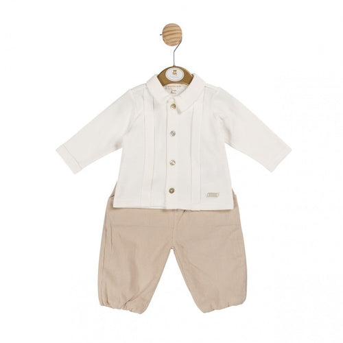 Mintini AW24 Boys Ivory/Beige Top and Trouser Set MB6006