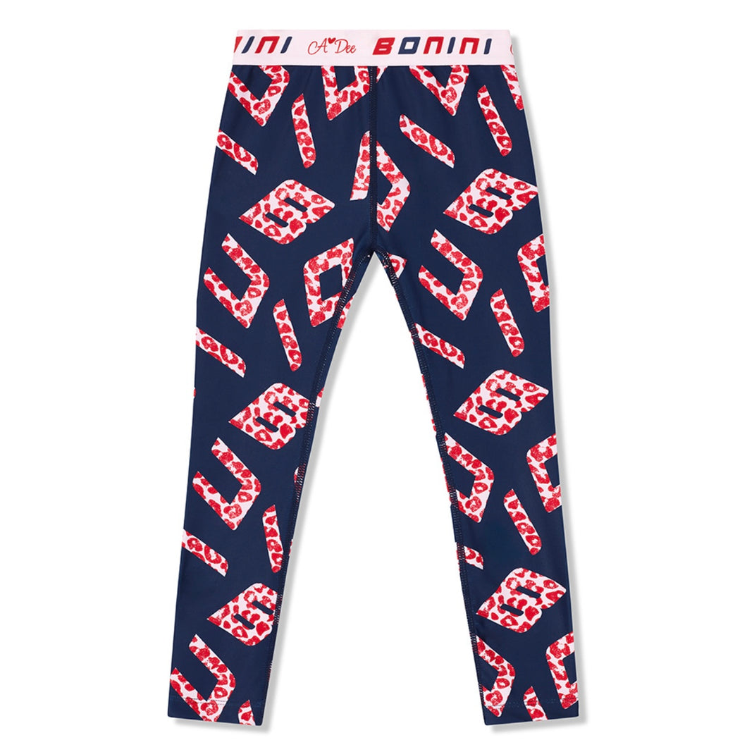 Bonini by A* Dee Inspire Letter Print Sport Legging - Blue Navy