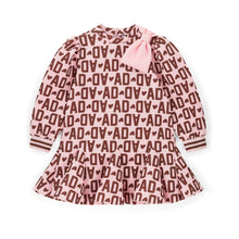 Load image into Gallery viewer, ADee AW25 Initial Icon Maisie Initial Print Bow Dress - Chocolate Brown 704