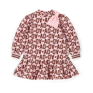 ADee AW25 Initial Icon Maisie Initial Print Bow Dress - Chocolate Brown 704