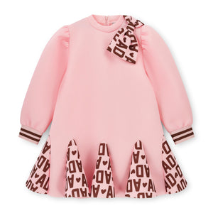 ADee AW25 Initial Print Bow Dress 708 Maisie Pink Fairy