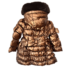 ADee AW25 Padded Long Metallic Jacket 203 Montana Chocolate