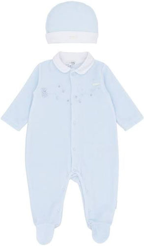 Blues Baby AW25 Blue Velour Babygrow BB2078B WINTERSWIJK