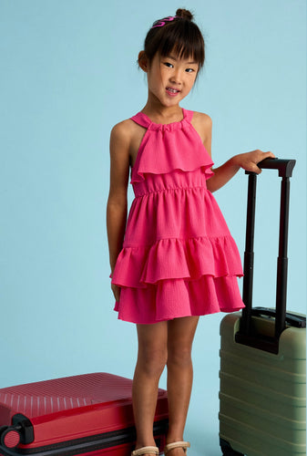 Mayoral SS25 Ruffle Dress 3933 Peony