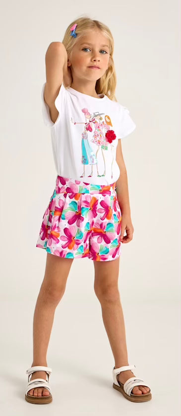 Mayoral SS25 Printed Skort Set 3905 Magenta