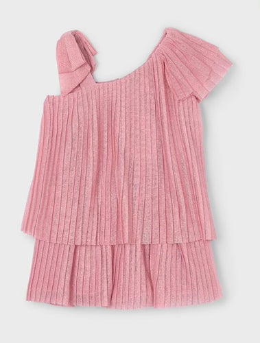 Mayoral SS25 Pleated Dress 3912 Rose