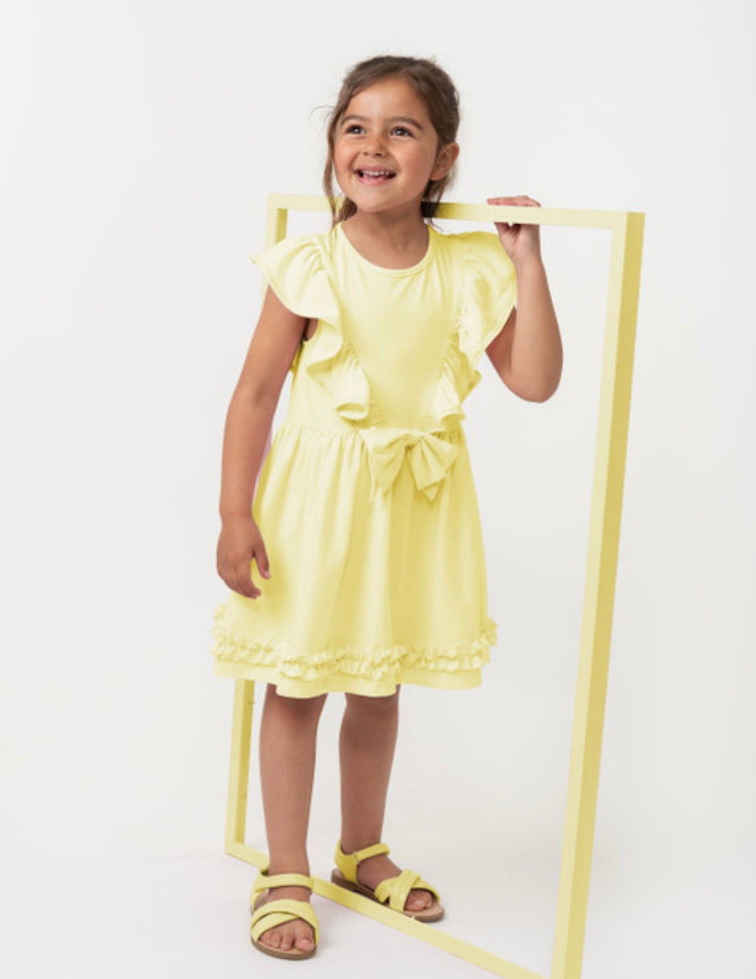 Caramelo SS25 Elevated Essentials Ruffle Dress Lemon
