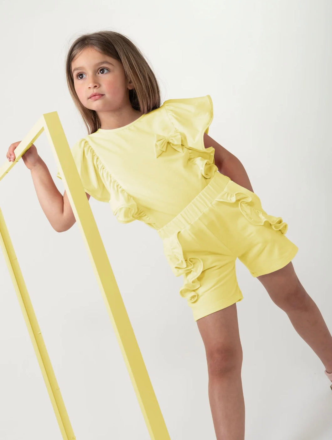 Caramelo SS25 Elevated Essentials Ruffle Short Set 349077 Lemon