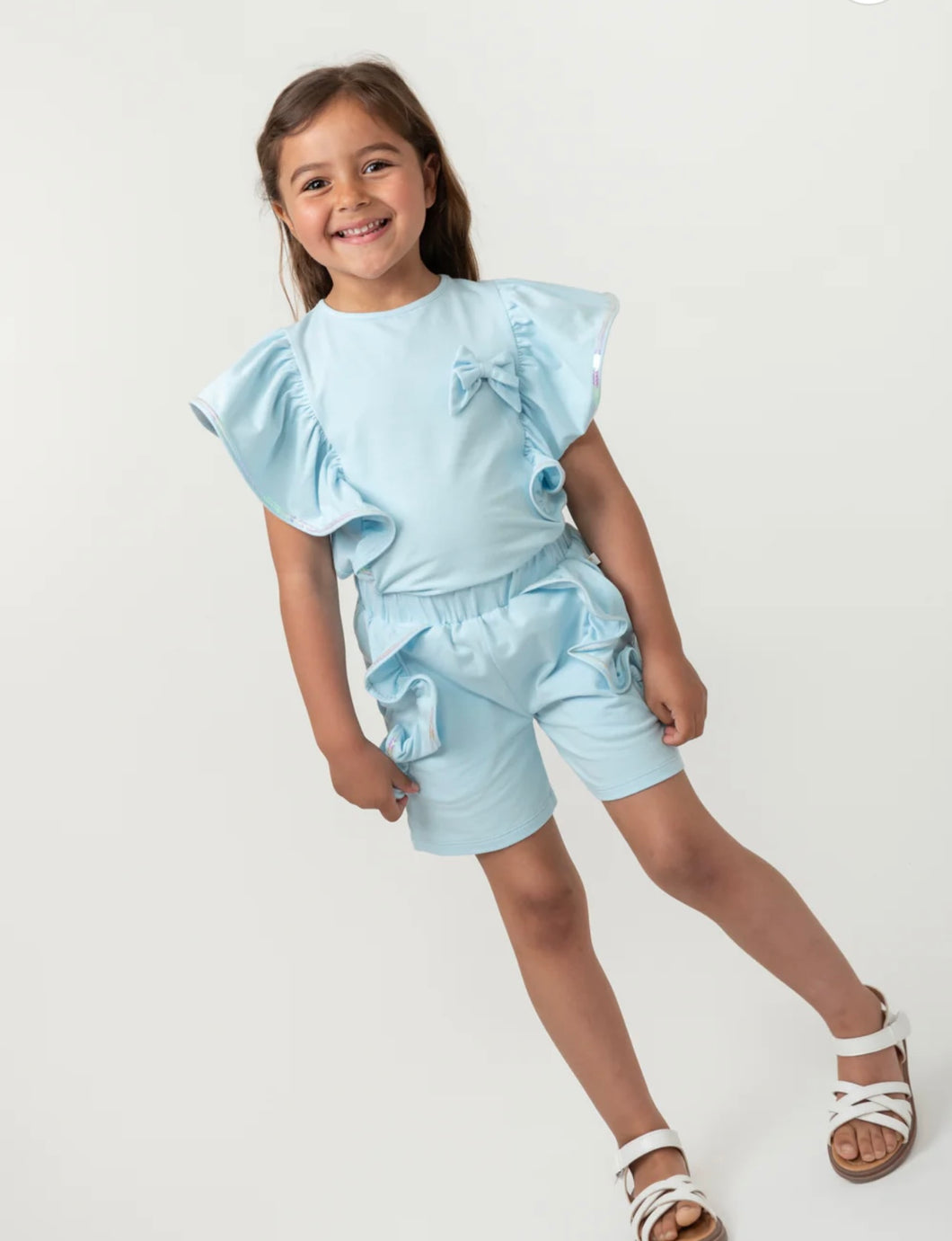 Caramelo SS25 Elevated Essentials Ruffle Short Set 349077 Sky