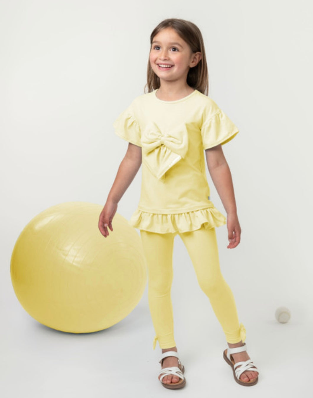 Caramelo SS25 Elevated Essentials Ruffle Legging Set 341475 Lemon