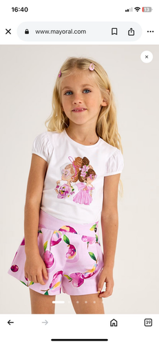 Mayoral SS25 Printed Skort Set 3905 Magenta