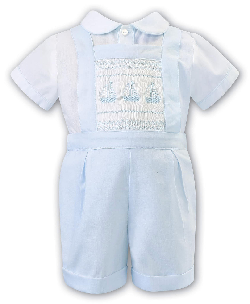 Sarah Louise SS25 Boys White/ Blue 2 piece set C4002