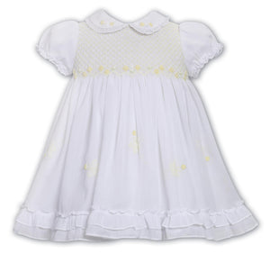 Sarah Louise SS25 white / Lemon Smocked Dress