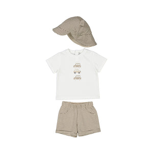 Mayoral SS25 Boys Short Set with hat 1651 Canvas