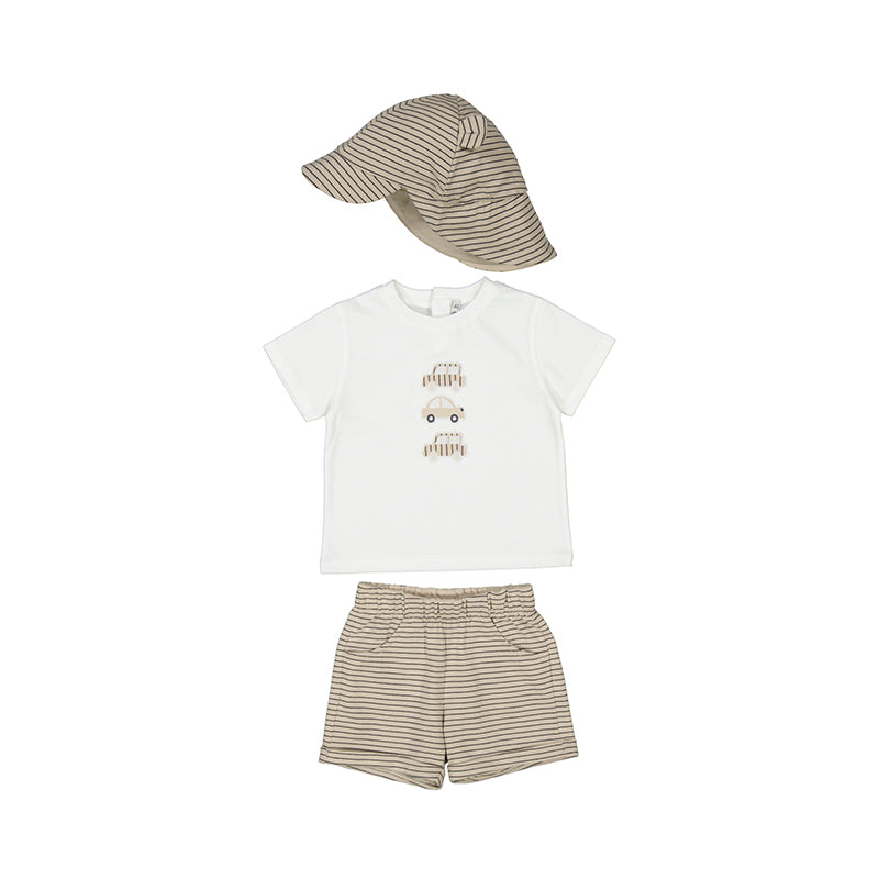 Mayoral SS25 Boys Short Set with hat 1651 Canvas