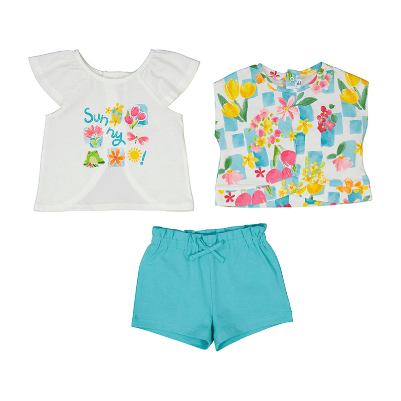 Mayoral SS25 Baby Girl 3 Piece Short Set 1232 Agate