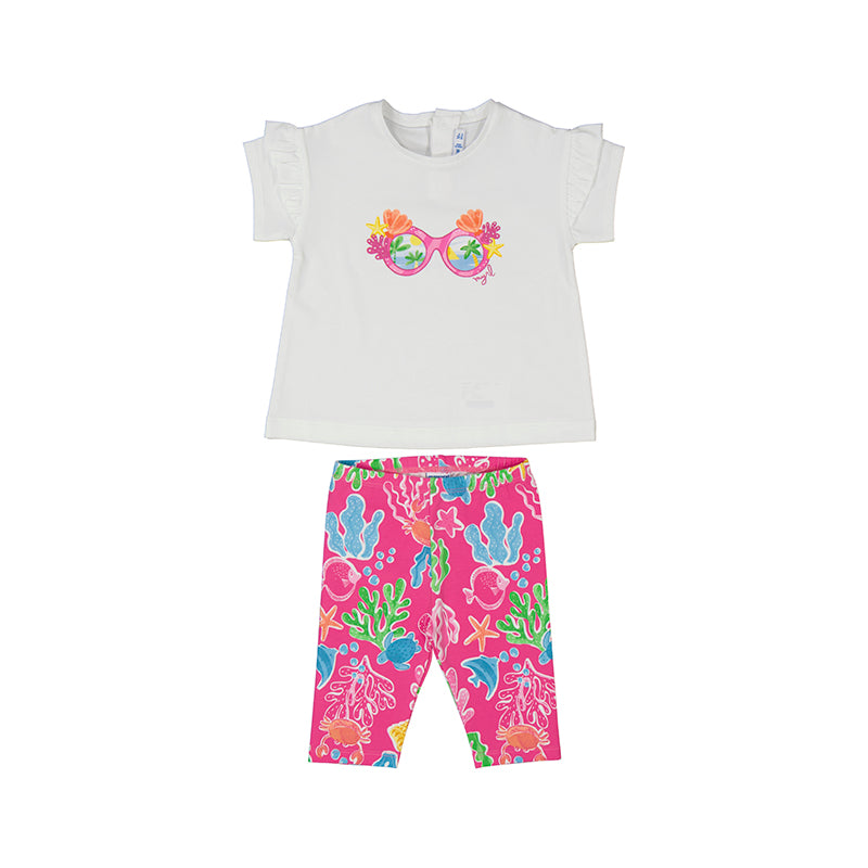 Mayoral SS25 Baby girl legging set 2739 Fuchsia