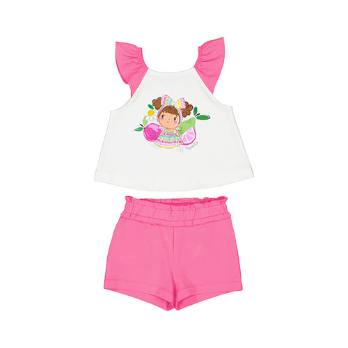Mayoral SS25 Shorts Set 1234 Fuchsia