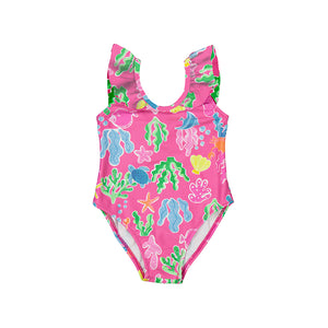 Mayoral SS25 Printed Swimsuit 1742 Fuchsia