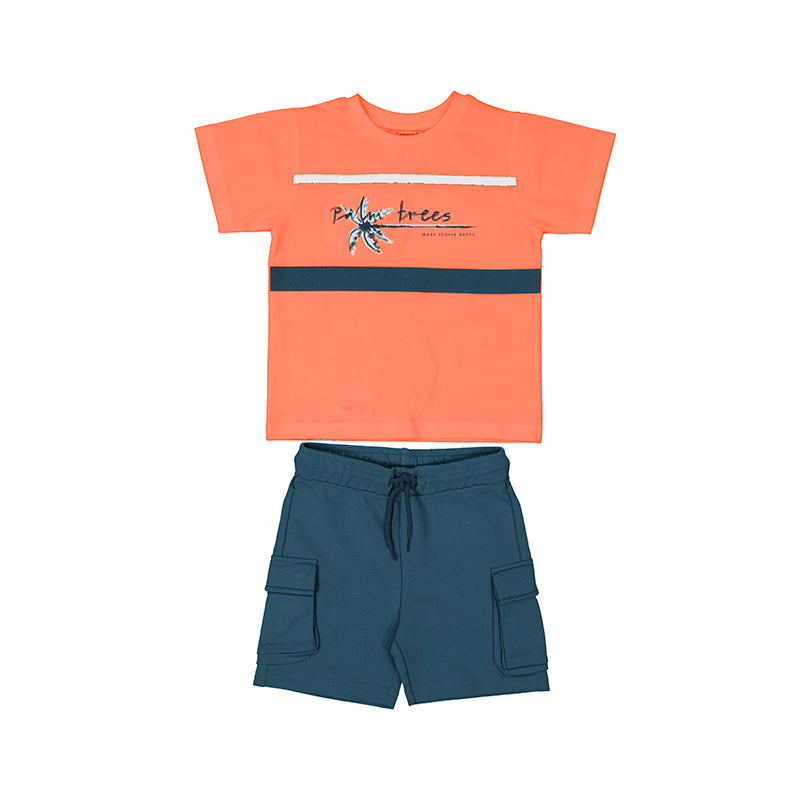 Mayoral SS2 Mini Boys Short Set 3605 Coral