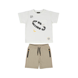 Mayoral SS25 Mini Boys Short Set 3608 White