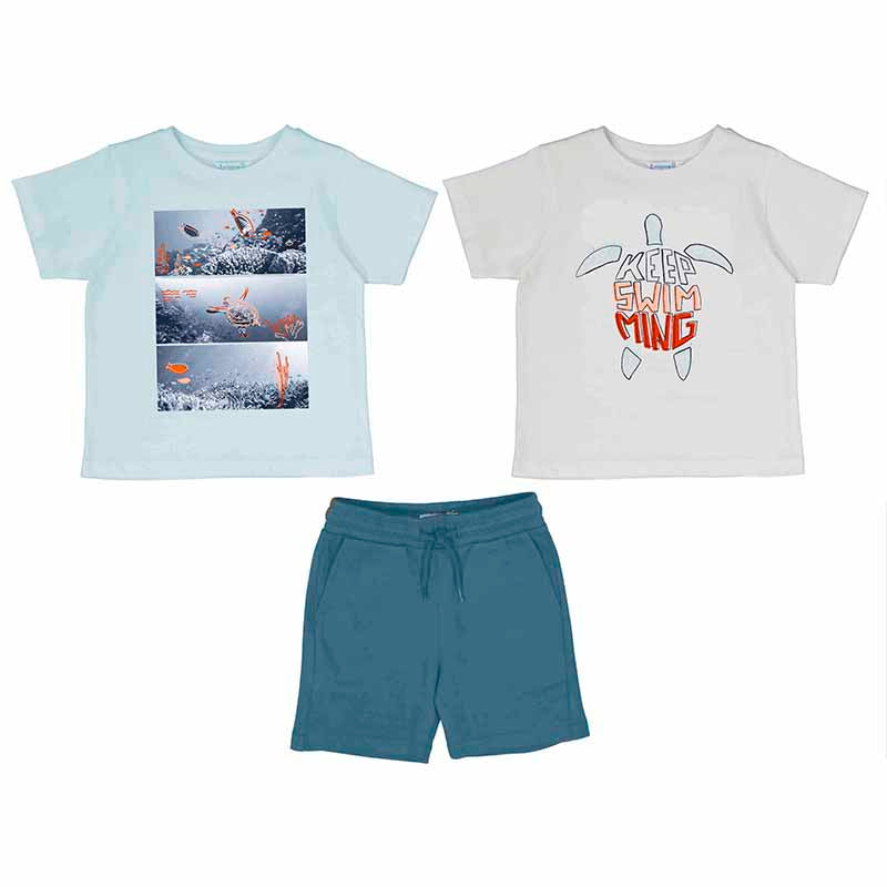 Mayoral SS25 Mini Boys 3 Piece Shorts Set 3610 Pearl