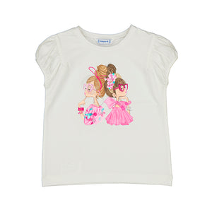 Mayoral SS25 Mini Girls T-Shirt 3003 WHT - Magent