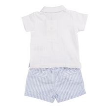 Load image into Gallery viewer, Mintini SS25 Polo Top &amp; Shorts Set 6316 White/Sky